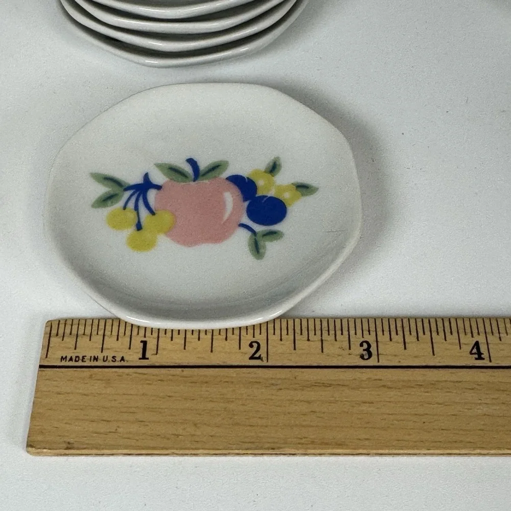 Vintage Honghura Craft Child Doll Porcelain Tea Set ‎ Apple Fruit MCM 22pc